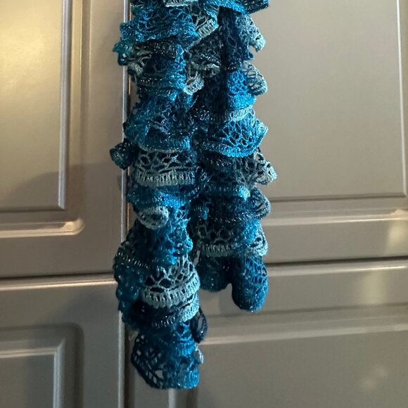 Blue Glitter Ruffle Scarf - Picture 2 of 3